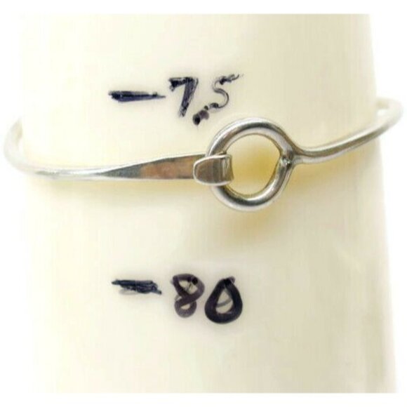 Single Wave Curved Latch Bangle Bracelet Hallmark DP Sterling Silver 925 Patina - Picture 12 of 12